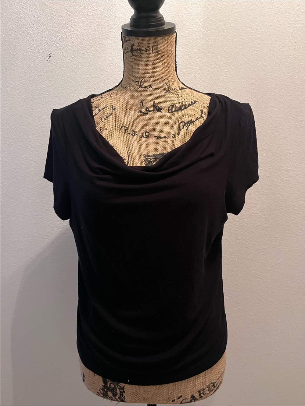Abound Black Cowl Neck Short Sleeve Top